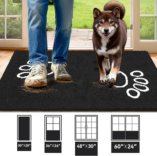Bcoimo Super Absorbent Dog Door Mat, 48"*30" Anti Slip Mat for Muddy Paws, Pet Rugs for Dirty Paws Washable That Absorbs Moisture and Dirt, for Dog Cage and Pet Resting Carpet