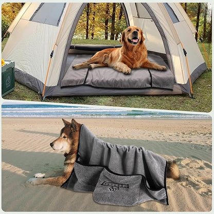 Microfiber Dog Grooming Bath Towel: Super Absorbent Soft Pet Grooming Towel Bath & Shower Supplies - Large Towels to Drying Dog Cat Pets Drying & Grommers (Gray, 2 Pcs)