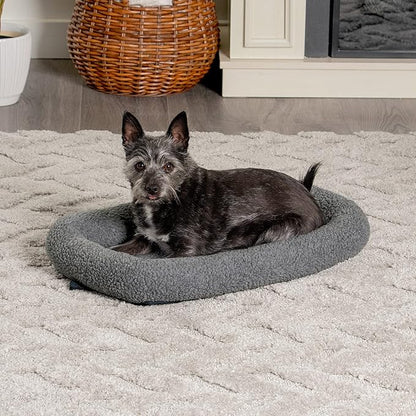 Furhaven Dog Bed for Extra Small Dogs & Indoor Cats, 100% Washable, Sized to Fit Crates - Sherpa Fleece Bolster Crate Pad - Gray, Extra Small (Pack of 2)