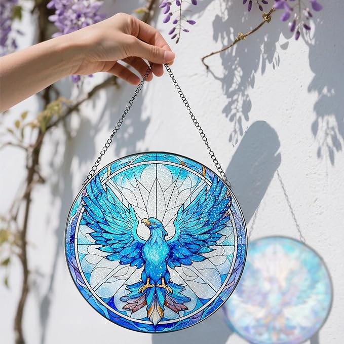 Stained Glass Window Hanging, Stained Glass Suncatcher, Phoenix Sun Catcher, Window Decor, Phoenix Gift, Gifts for Mothers Day, Christmas or Birthday Gift, Gifts for Lover Couple Colleague Friends