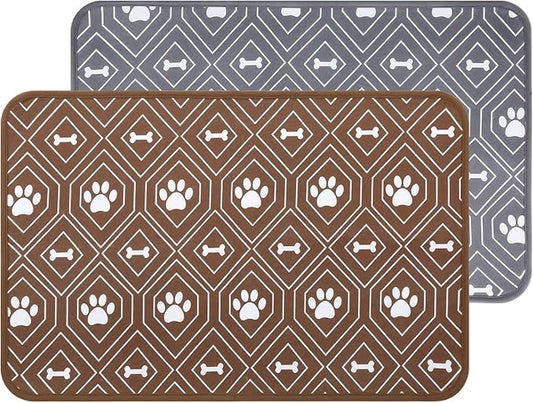 KOOLTAIL Dog Mat for Food and Water Bowls, 2 Pack Waterproof Pet Feeding Mat for Floors, Non Slip Mat for Puppy Cats