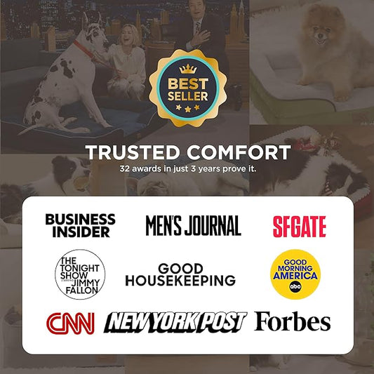Bedsure Orthopedic Dog Bed Medium Size Dogs - Washable Medium Dog Cat Bed Waterproof, Comfort Pet Couch Sofa with Washable Removable Cover, Pets Bed with Nonskid Bottom, Ivory, 28"