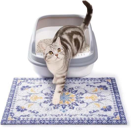 Cat Litter Mat, 20x15 in Litters Box Mat Waterproof Non-Slip Easy to Clean Washable Trapping Mat for Kitty