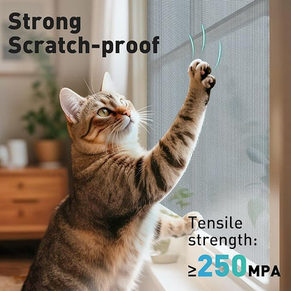 Pet Proof Window Door Screen Roll,37.4INx16.4FT Polyester Window Screen Mesh,Heavy Duty Screen Replacement Kit for Window, Door,Pet,Patio,Porch (18x16 Mesh)