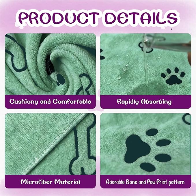 Dog Towels for Drying Dogs Bulk 20 x 40 Inch Quick Drying Pet Bath Towels Colorful Pet Grooming Towel Absorbent Microfiber Towel for Small Medium Large Dog Puppy Cat (Teal, 30)