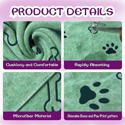Dog Towels for Drying Dogs Bulk 20 x 40 Inch Quick Drying Pet Bath Towels Colorful Pet Grooming Towel Absorbent Microfiber Towel for Small Medium Large Dog Puppy Cat (Teal, 30)