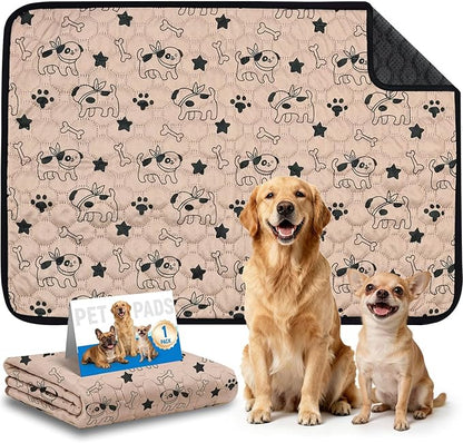 Washable Pee Pads for Dogs, Absorbent Reusable Puppy Training Pads, Leakproof, Non-Slip, Waterproof Cat Doggie Pad Pet Potty Mat for Indoor&Outdoor, Whelping, Playpen, Crate, Coffee 20"x28"