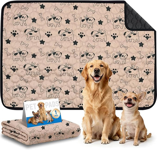Washable Pee Pads for Dogs, Absorbent Reusable Puppy Training Pads, Leakproof, Non-Slip, Waterproof Cat Doggie Pad Pet Potty Mat for Indoor&Outdoor, Whelping, Playpen, Crate, Coffee 18"x24"