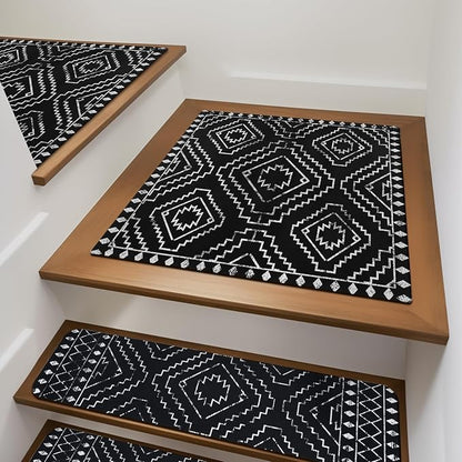 OJIA Stair Treads Non-Slip Matching Mat for Wooden Steps, Square Capet Stair Treads Rubber Backing Stair Runner Anti-Slip Stair Landing Mat 32x32 Inch Stair Rugs