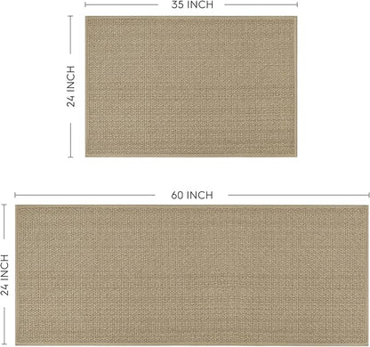 Artoid Mode Washable Non Slip Kitchen Rugs and Mats Set of 2, Rubber Backing Absorbent Kitchen Mats for Floor Front of Sink - 24x35 and 24x60 Inch