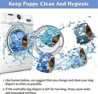 5 Pack Dog Diapers Male Reusable, Premium Belly Bands for Dogs, High Absorbing Male Dog Pee Wraps for Doggie in Incontinence or Excitable Urination Camouflage Pattern M