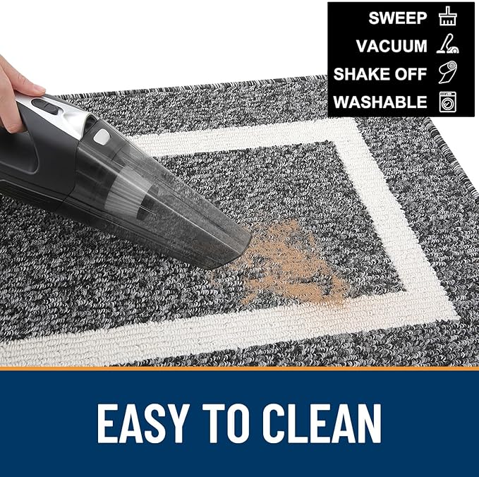 OLANLY Indoor Door Mat, 47x20, Non-Slip Absorbent Resist Dirt Entrance Mat, Washable Low-Profile Inside Entry Doormats for Entryway, Black