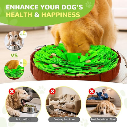 Snuffle Mat for Dogs 19"x19", Adjustable Dog Slow Feeder Bowl, Interactive Dog Enrichment Puzzle Toys, Foraging Sniff Treat Mat Mental Stimulation for Puppy Small Medium Large Breed Dogs Cats