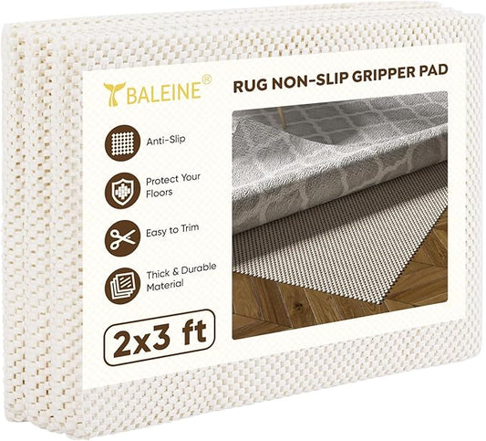 BALEINE Non Slip Rug Pad Rug Gripper for Hardwood Floors, Extra Thick Non Slip Mat Under Carpet (2'x3')