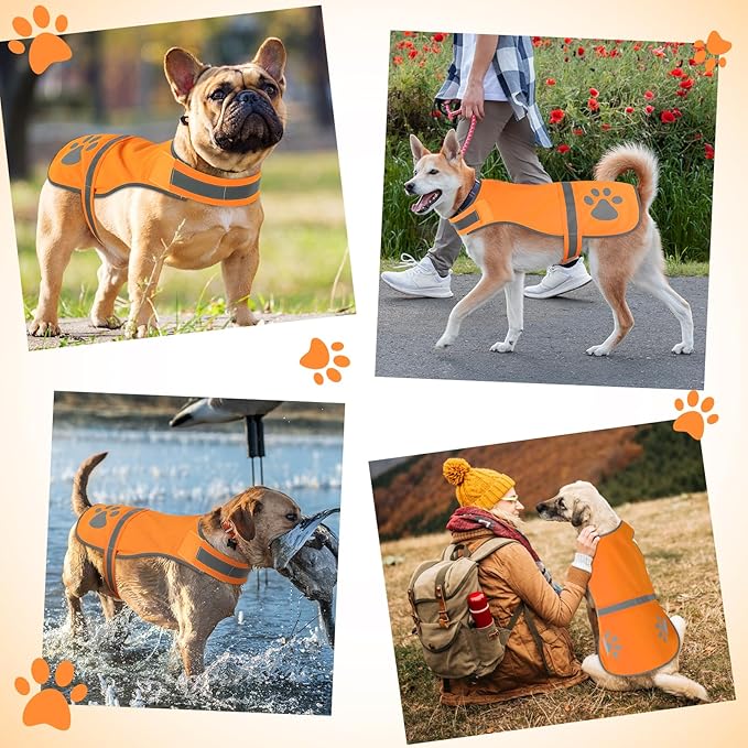 Candofly Reflective Dog Vest, High Visibility Safety Pet Hunting Jacket for Night Walking Camping (Orange, Medium)
