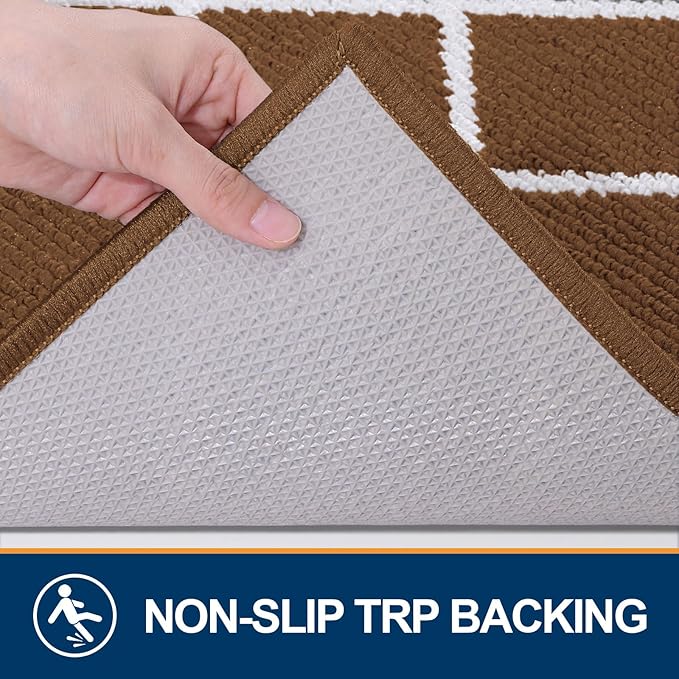 Finchitty Indoor Door Mat, Dirt Resistant and Absorbent, Low-Profile, Non-Slip, Washable Inside Floor Mats for Front Door, Back, and Entrance, 59" x 35", Coffee