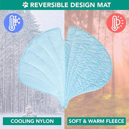 PetAmi Dog Cooling Mat, Ginkgo Leaf Shape, Reversible Cooling Nylon Blanket Soft Fleece Pet Pad for Dogs Cats, Summer All Season Use Q-Max>0.3, Medium 44x49 in, Light Blue