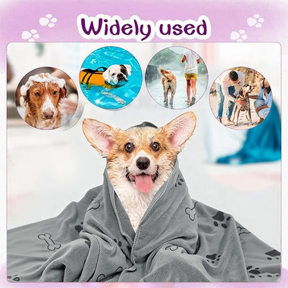 Dog Towels for Drying Dogs Bulk 20 x 40 Inch Quick Drying Pet Bath Towels Colorful Pet Grooming Towel Absorbent Microfiber Towel for Small Medium Large Dog Puppy Cat (Gray, 30)