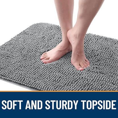 OLANLY Dog Door Mat Set 2-Piece 59x24, Absorbs Moisture and Dirt, Absorbent Non-Slip Washable Doormat, Quick Dry Chenille Mud Mat for Dogs, Entry Indoor Entryway Carpet for Inside Floor, Grey