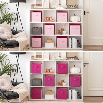 GRANNY SAYS Cube Cute Storage Bins, 11 Inch Storage Cube Organizer, Collapsible Fabric Storage Cubes with Handle, Decorative Cube Storage Organizer for Shelves, Closet, Pink, 6-Pack
