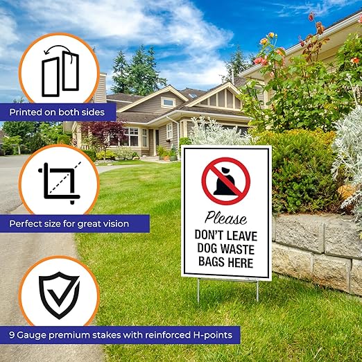 No Pets Allowed in Athletic Field Areas Double Sided 12x18 Inches, Corrugated Plastic with Metal H Stake, Made in USA
