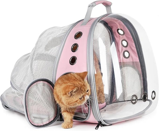 Lollimeow Cat Carrier Backpack, Expandable Bubble Pet Carrier for Cats and Small Dogs, Airline Approved Travel Backpack for Hiking, Walking & Outdoor Adventures - Supports up to 14 lbs