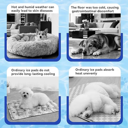 Pet Cooling Gel Pad with Patent Technology, 44in Dog Cooling Mat for Summer, Self Cooling Mat for Large/Medium/Small Dogs, Non-Slip Waterproof Durable Mat for Dog Beds, Car, Indoor & Outdoor Use