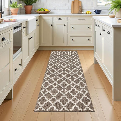 U'Artlines Runner Rug for Hallway 2×5feet Non Slip Kitchen Floor Carpet Runners Brown Geometric Pattern Machine Washable Area Rug for Entryway Bathroom