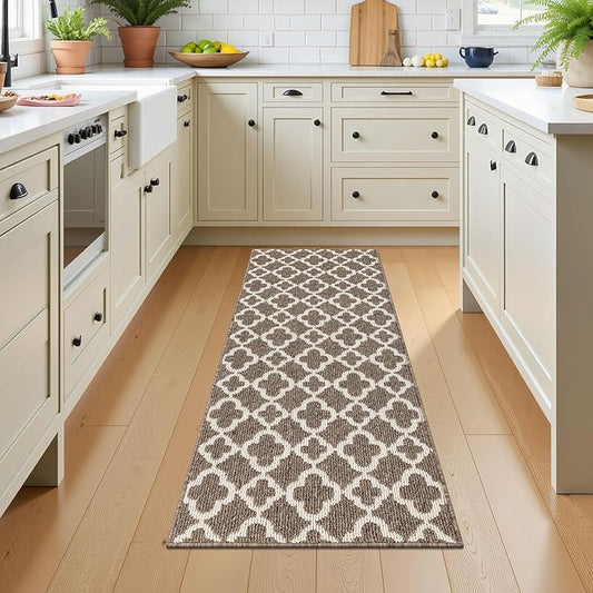 U'Artlines Runner Rug for Hallway 2×5feet Non Slip Kitchen Floor Carpet Runners Brown Geometric Pattern Machine Washable Area Rug for Entryway Bathroom