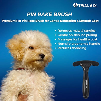 6 in 1 Pet Grooming Kit for Dogs & Cats - Deshedding Brush, Undercoat Rake, Slicker Brush, Nail Clipper, Nail File & Flea Comb for All Coat Types