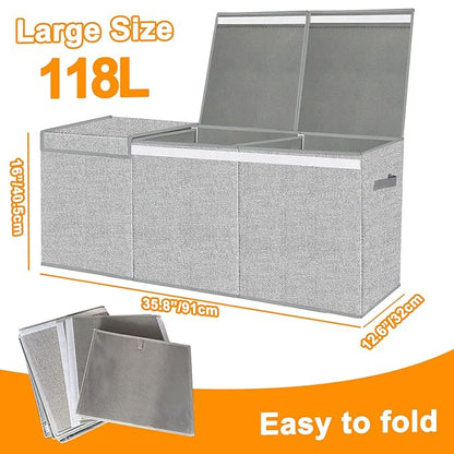 Extra Large Toy Box for Girls Boys - Collapsible Kids Toy Chest Boxes Organizers and Storage for Livingroom,Playroom,Closet 35.8"x12.6"x16"(Grey)