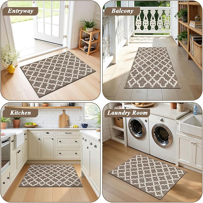 U'Artlines Indoor Door Mat 2×3 ft, Non-Slip Washable Doormats, Dirt Resistant Absorbent Low Profile Floor Mats and Rugs for Front Back Door, Entryway
