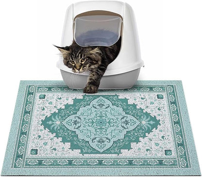 Glittme Cat Litter Mat with Non-Slip Bottom Litter Box Mat 24"X15" Litter Trapping Mat Easy to Clean Washable Cat Food Mat for Kitty,S