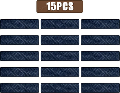 Non-Slip Carpet Stair Treads for Indoor Wooden Steps, Made of Polyester and Reusable Adhesive, Suitable for Kids Elders and Pets of 15 Pack 8 "X 30" （Navy Lines）