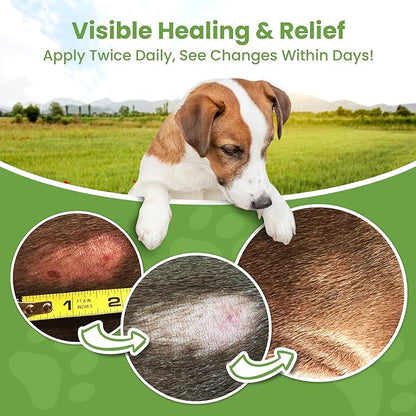 Hot Spot Treatment for Dogs - Pet Wound Care, Healing Ointment for Pets Itchy Skin Relief, Dry Skin Treatment, Natural Allergy Relief, Dog Paw Balm + Manuka Honey, Aloe Vera, Vitamin E (4 Oz.)