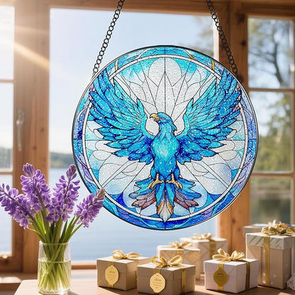 Stained Glass Window Hanging, Stained Glass Suncatcher, Phoenix Sun Catcher, Window Decor, Phoenix Gift, Gifts for Mothers Day, Christmas or Birthday Gift, Gifts for Lover Couple Colleague Friends