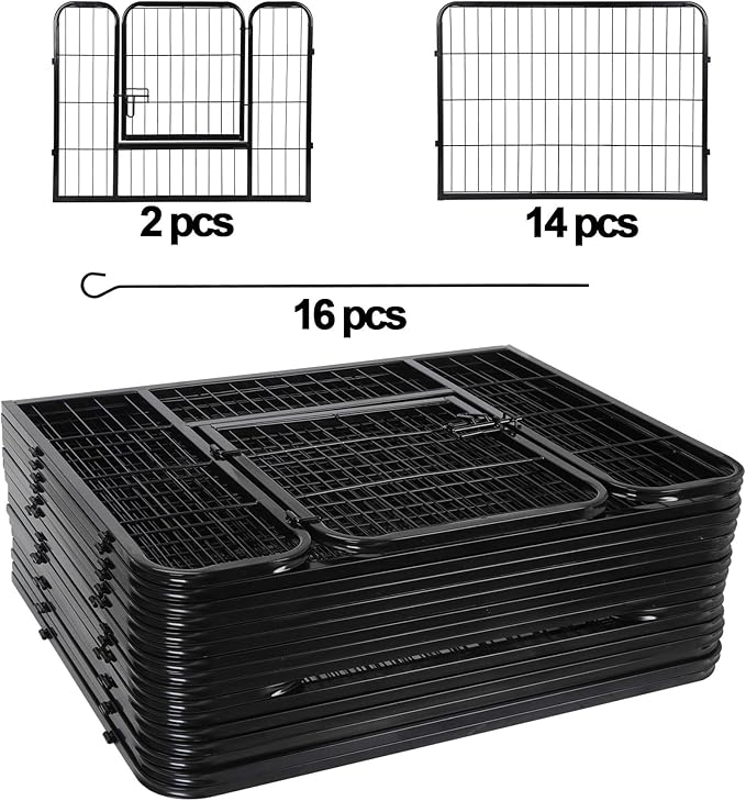 ZENY Dog Playpen 24 Inch 16 Panels, Heavy Duty Pet Dog Pen Indoor, Metal Dog Fence with Doors, Foldable Animal Outdoor Exercise Pen for Yard, RV, Camping