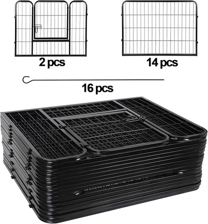 ZENY Dog Playpen 24 Inch 16 Panels, Heavy Duty Pet Dog Pen Indoor, Metal Dog Fence with Doors, Foldable Animal Outdoor Exercise Pen for Yard, RV, Camping