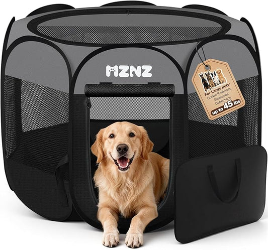 Dog Playpen, Portable Puppy Pet Crate Indoors for Small/Medium/Large Dogs Cats Rabbits, Foldable Dog Cage Enclosure for Outdoor, Pop Up Dogs Tent Kennel with Carrying Case, Dark Grey