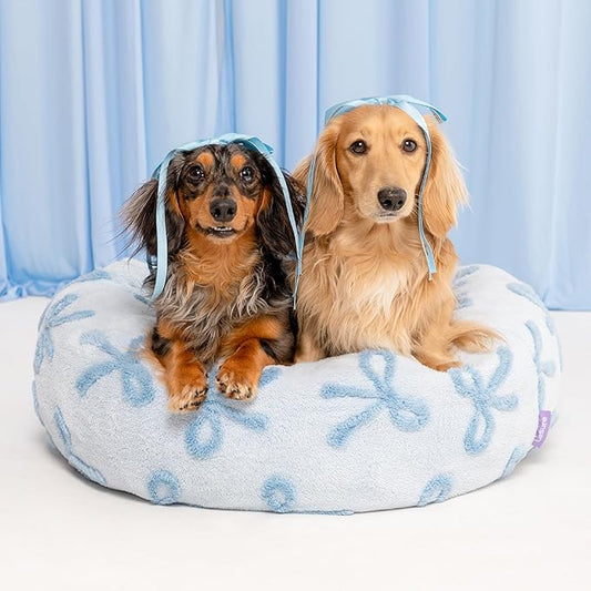 LE SURE Shown on TV Donut Medium Dog Bed - Round Cat Beds for Indoor Cats Calming Bed Gift for Pets, Cute Modern Beds with Jacquard Shaggy Plush & Anti Slip Bottom, 30 Inch, Ice Melt