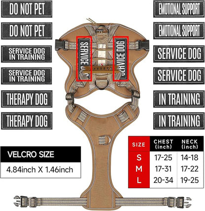 Service Dog Tactical Vest Harness and Leash Set Medium Sized Dog Emotional Support- Tactical Dog Harness Training Collar with Name (Khaki, M)