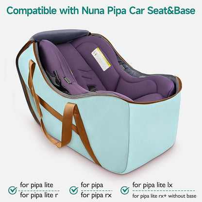 YOREPEK Car Seat Travel Bag for Airplane Compatible with Uppababy Mesa and Base, Fits for Chicco Keyfit 30 and Base,Padded Car Seat Carrier for Airport, Car Seat Gate Check Bag, Light Cyan