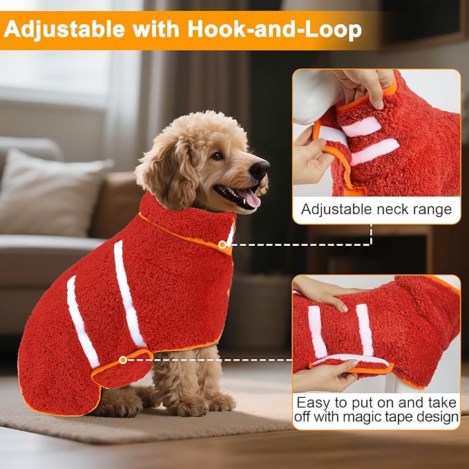 Dog Bathrobe Super Absorbent Dog Towels Large Quick Drying Robes for After Bath Soft Adjustable Warm Keeping Dogs Towel(S-XXL)