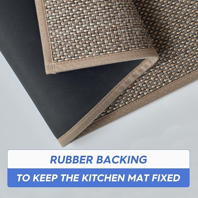 Artoid Mode Washable Non-Skid Kitchen Rugs and Mats Set of 2, Rubber Backing Kitchen Mats for Floor Front of Sink Home Decor - 17x29 and 17x47 Inch