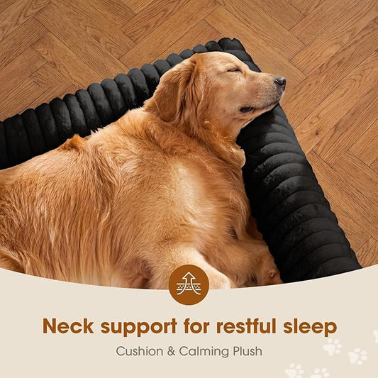 Elevated Dog Bed with Removable Bolster Cushion Mat, Raised Pet Cot for Medium Sized Dog with Breathable & Washable Mesh, Indoor & Outdoor Pet Hammock with Skid-Resistant Feet.