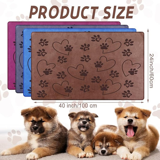 4 Pcs Dog Bath Towels Microfiber Drying Dog Towel Absorbent Pet Heart Paw Towels for Medium Dogs Puppy Cats Pets Shower(Gray, Brown, Blue, Wind Red)