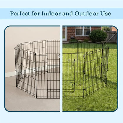 Pet Trex 24" Exercise Playpen for Dogs Eight 24" x 24" High Panels with Gate