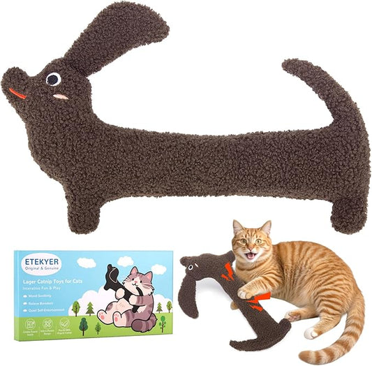 ETEKYER Refillable Catnip Toy for Cats - 13.77 Inch Large Cat Kicker Toy for Indoor Kittens, Crinkly Sound Interactive Kitty Toy Teeth Cleaning Fun