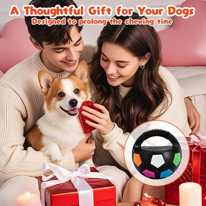 Squeaky Dog Toy Soccer Ball with Handles, Mellow Dog Calming Ball, Pet Dog Football Shape Toy, Interactive Balls for Dogs Playing, Water Play, Training & Outdoor Games for Medium Large Breeds (White)