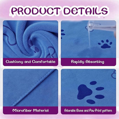 Dog Towels for Drying Dogs Bulk 20 x 40 Inch Quick Drying Pet Bath Towels Colorful Pet Grooming Towel Absorbent Microfiber Towel for Small Medium Large Dog Puppy Cat (Blue, 30)